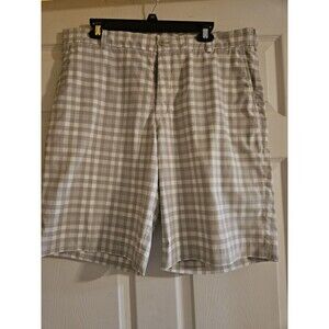 Nike Shorts Men's 36 Gray Checkered Chino Khaki Golf Dri Fit Flex Performance